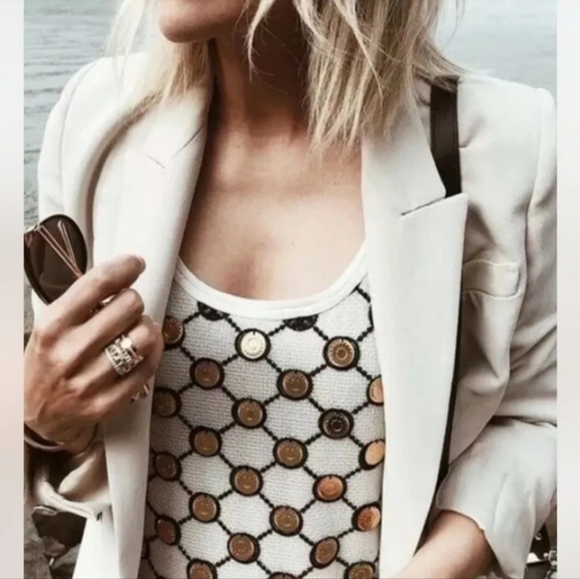 White TORY BURCH Logo Tank Dress w/Gold Coins. US 8. EUC - Picture 6 of 14